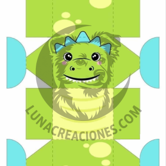 Plantilla cajita dinosaurio
